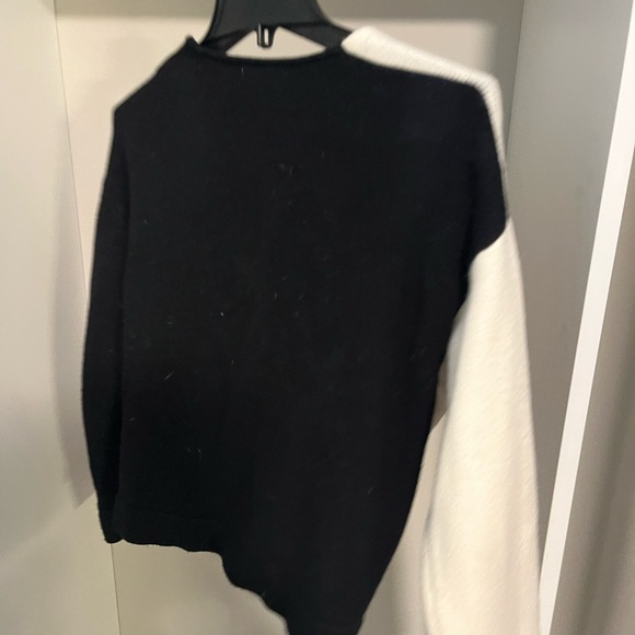 70/21 Two-Tone Black and Cream Cropped Wrap Sweater - Picture 3 of 3